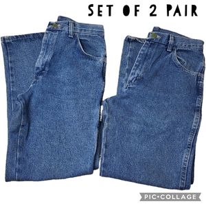 NWOT 2 PAIR Boys Rustler Straight Leg Stonewashed Blue Cotton Denim Jeans Sz 16R